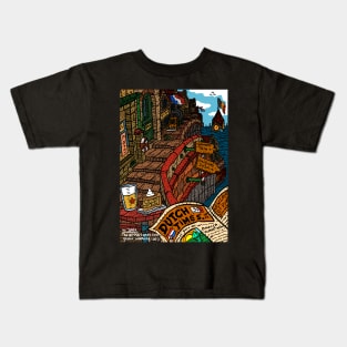 the high low lands. Europe after global warming. vintage illustration. Kids T-Shirt